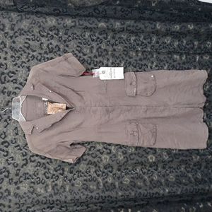 *Final Price* RARE Da-Nang Brown Iron Sheer Button Up Festival Utility Dress